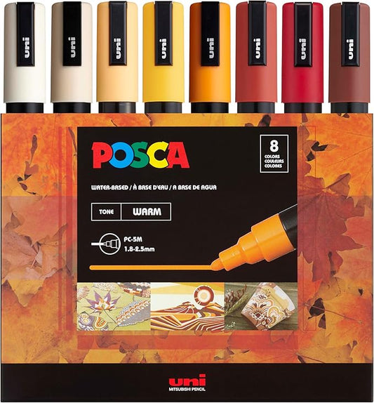 uni POSCA PC-5M Water-Based Paint Markers, Reversible Medium Tip, Warm Tone Ink by Unknown