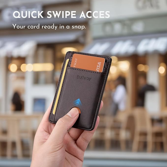 Buffway Slim Minimalist Front Pocket RFID Blocking Leather Wallets - Image 4