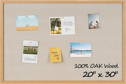 Fun Memories Cork Board Bulletin Board for Office, 20" x 30" Oak Wooden Framed Corkboard, Wall Mounted Notice Pin Board for School Home & Office, Natural Wood-DeskLoop Office