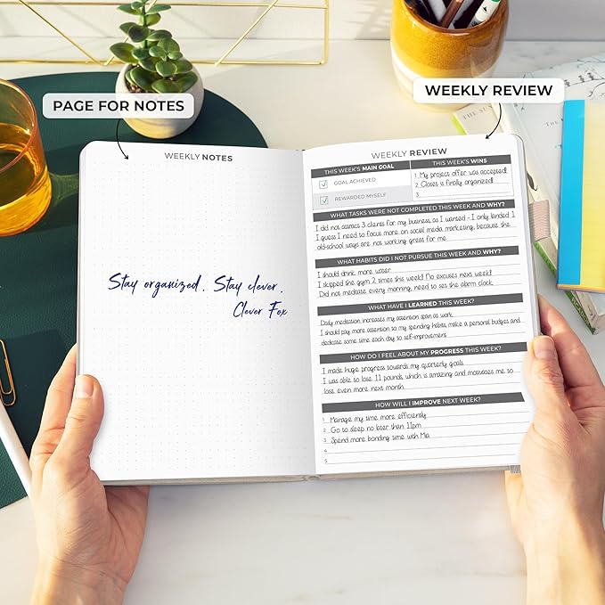 Clever Fox Daily Planner – Undated Planning Notebook with Hourly Schedule & To-Do List – Personal Day Task & Work Organizer, 6 Months (Pearl)-DeskLoop Office