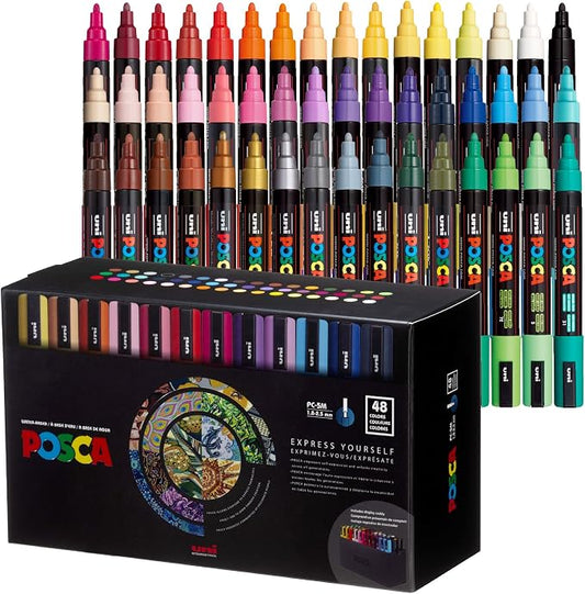 POSCA PC-5M Water-Based Paint Markers, Medium Point, 48 Pack by POSCA