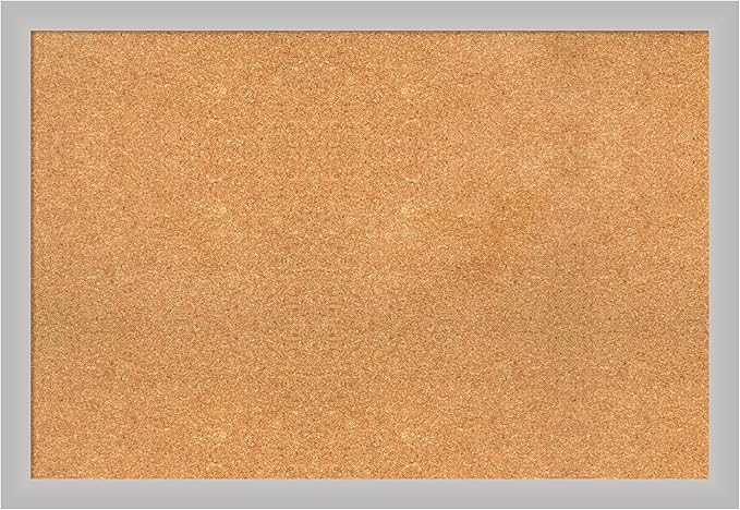 Amanti Art Natural Cork Board for Wall, 27x39 Vision Board with Silver Wood Frame, Large Corkboard Office Decor for Home Organization, Modern Contemporary Corkboard Pinboard to display items for home-DeskLoop Office