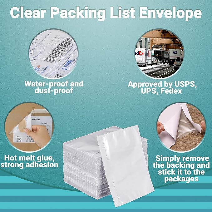 APQ Clear Top Loading Packing List Envelopes, 7 x 5.5 Inches. 1000 Pack Packing - Image 4