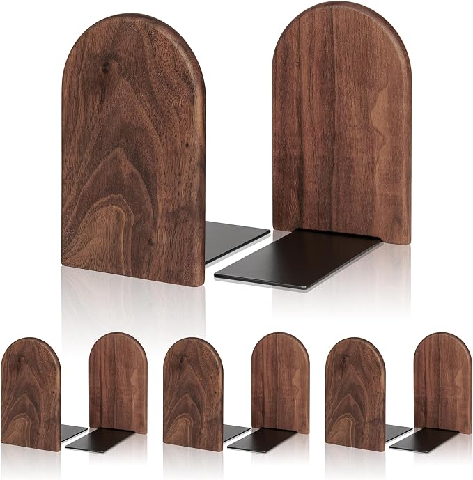 Book Ends, 4 Pack Medium Bookends Wood Book Ends Universal Economy Bookend by shikaman
