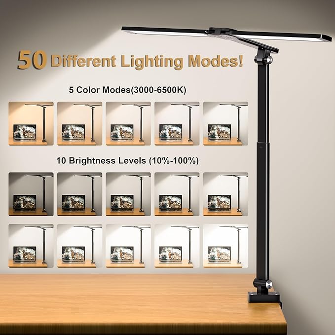 CHARYJOD LED Desk Lamp for Office Home, Height Adjustable Architect Desk Light - Image 4