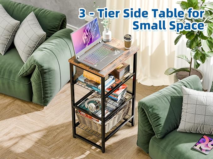 Industrial 3 Tier Printer Stand, Home Printer Wood Table - Image 5