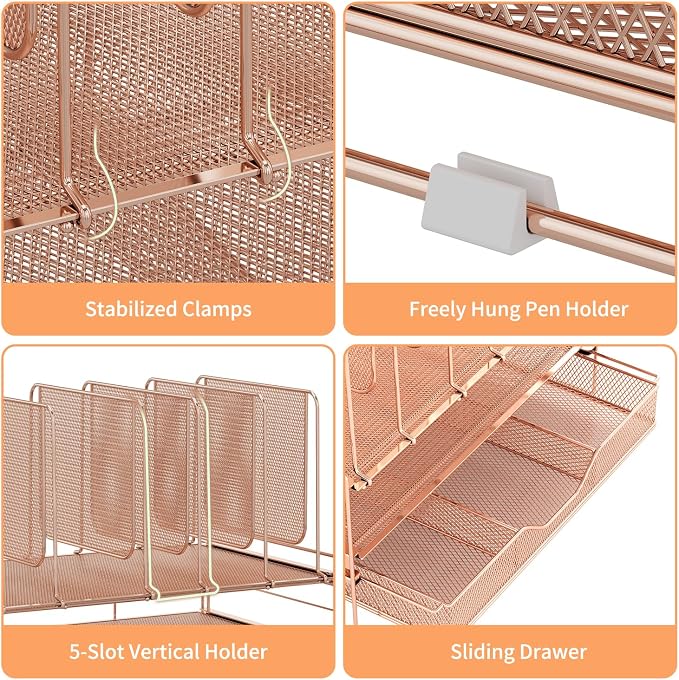 LEKETREE Rose Gold Desk Organizer, Office Organization - Image 5