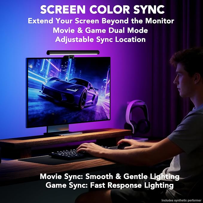 Smart Monitor Light Bar with RGB Backlight, Software-Controlled Display Color & - Image 5