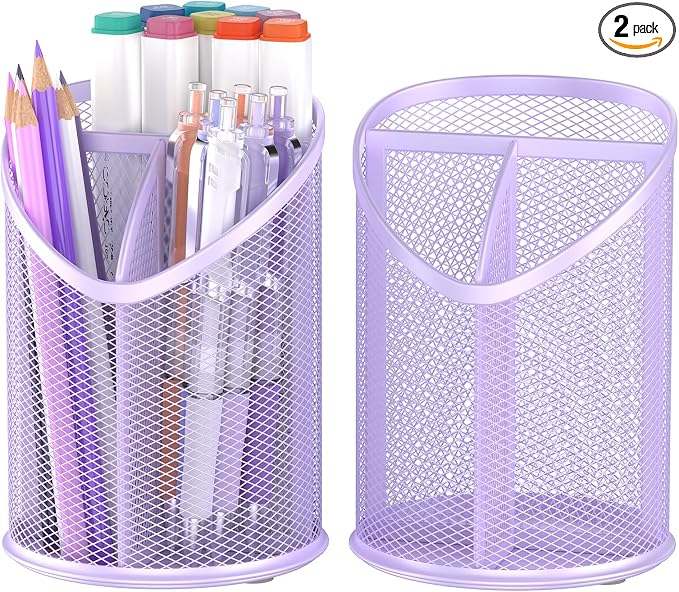 Delifox 2 Pack Pen Holder Mesh Round Pencil by Delifox