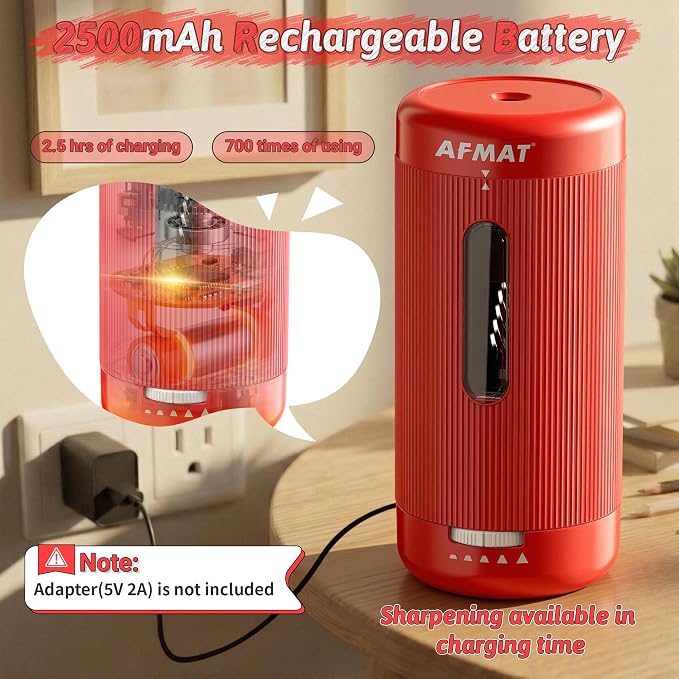 AFMAT Electric Pencil Sharpener, Auto in & Out, 5 Nibs, 7K+ Uses, Fully - Image 5