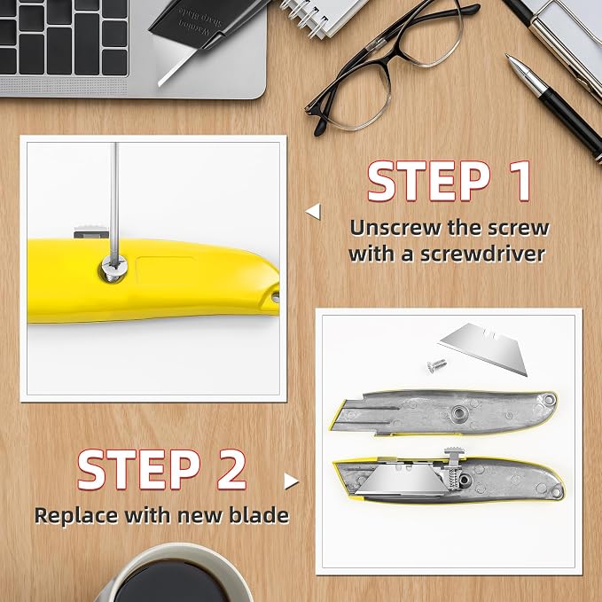 DIYSELF Utility Knife, 20 Pack Heavy Duty Box Cutter Retractable, Box Cutter - Image 5
