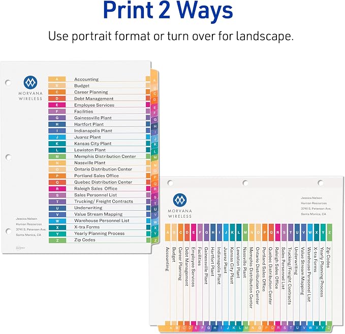 Avery A-Z Dividers for 3 Ring Binders, 26 Tabs per Set, Customizable Table of - Image 3