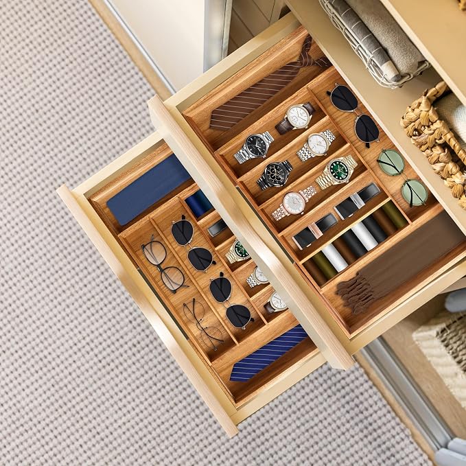 oridom Large Premium Acacia Silverware Organizer - Image 7