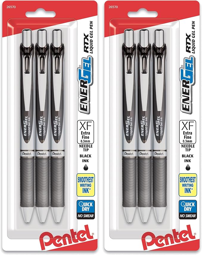 Pentel EnerGel RTX Retractable Liquid Gel Pen, Extra Fine Line, Needle Tip by PentelofAmerica