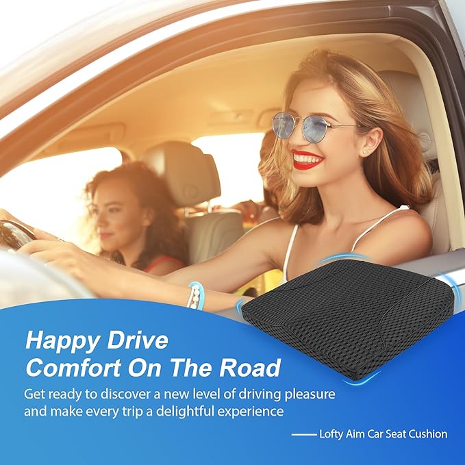 Car Seat Cushion, Comfortable Memory Foam Seat Pillow for Driving, Sciatica-Back Pain Relief, Cushion for Car-Truck, Office, Wheelchair - Mesh Black-DeskLoop Office