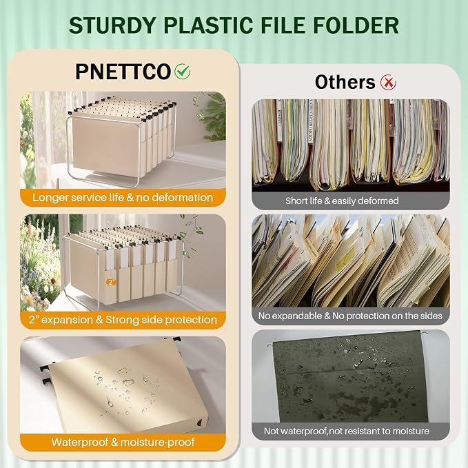 12 Pack Letter Hanging File Folders, Plastic Filing Folders Hang, Extra - Image 6