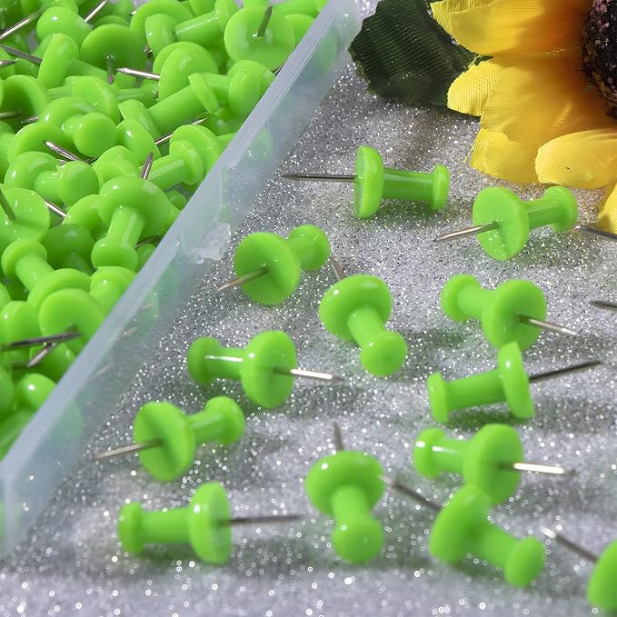 VAPKER Push Pins Tacks 120Pcs Solid Green Thumb Tacks Larger Size Pin Map Tacks - Image 4