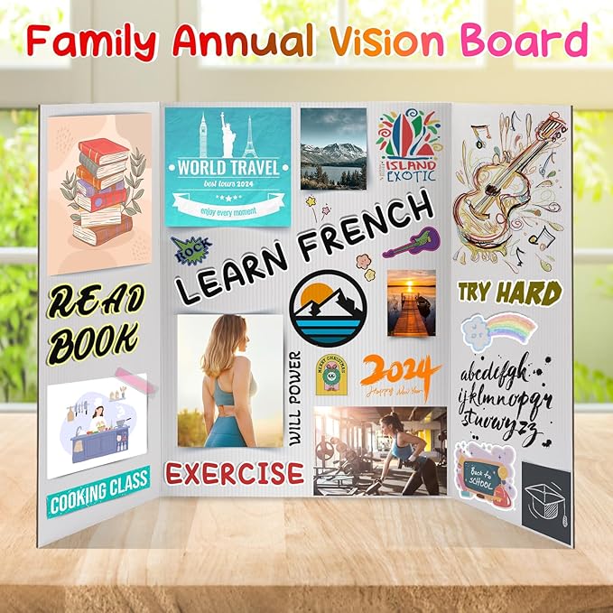 3단 포스터 보드 8개 - 40.6cm x 58.4cm(16인치 x 23인치) 소형 3단 접이식 디스플레이 보드 하드 & 두꺼운 화이트 프레젠테이션 판지 과학 박람회, 학교 프로젝트, 비즈니스 용품용-DeskLoop Office