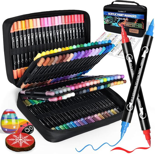 TANMIT 124 Colors Dual Tip Acrylic Paint Markers, Paint Pens Set by Createsomethingwonderfultoday