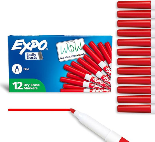 EXPO 86002 Sanford EXPO Low Odor Dry Erase Marker Fine Point Red Box of 12-DeskLoop Office