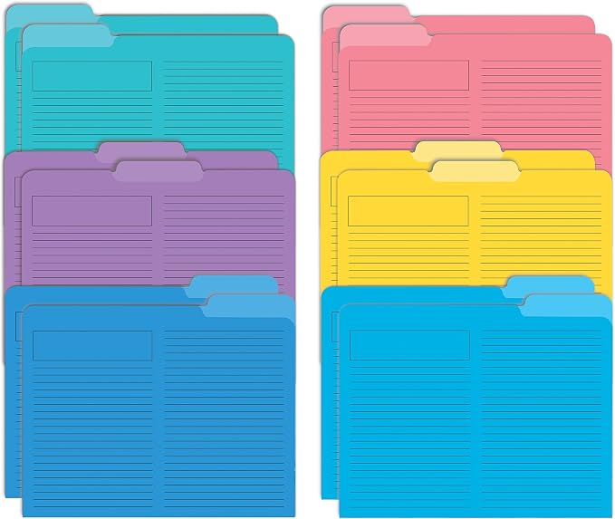 Better Office Products Lined File Folders, 12 Pack, Heavyweight, 1/3 Cut Tabs by BetterOfficeProducts