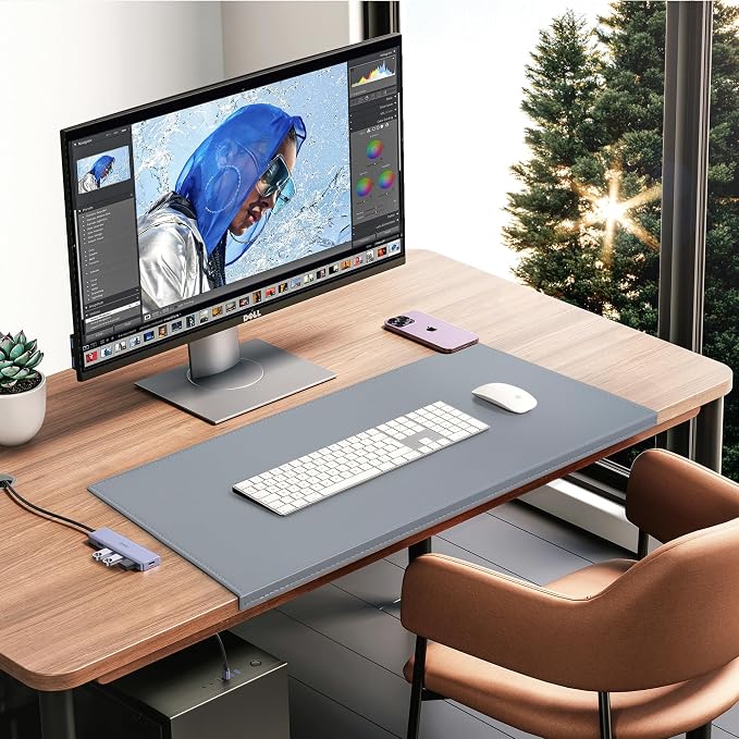 AKOZLIN 27.55”x 15.8" Soft PU Leather Surface Office Desk Mouse Mat Anti-Push - Image 7