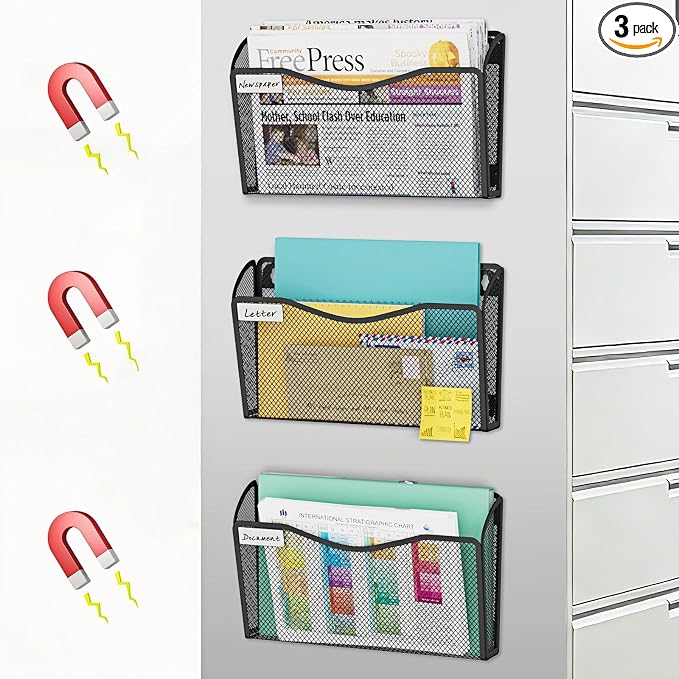 BOHDK Magnetic Wall File Holder 3-Pack by BOHDK