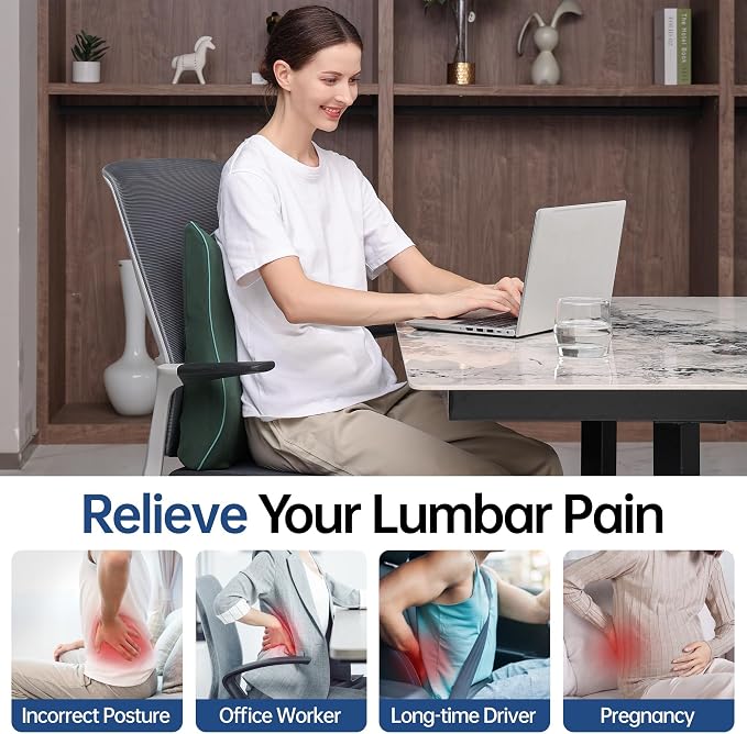 Soft Comfortable Memory Lumbar Support Pillow Back Cushion - Image 2