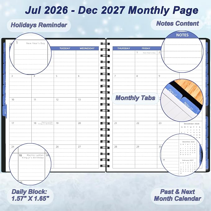 Monthly Planner 2026-2027, 18 Months Calendar Book from Jul 2026-Dec 2027 - Image 2