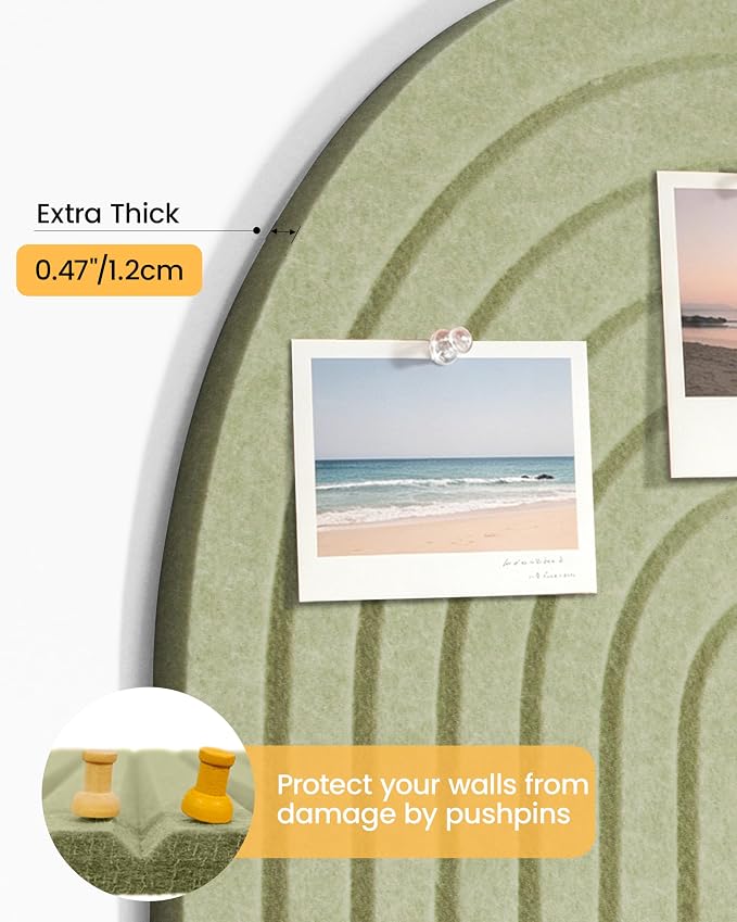 Large Arched Felt Bulletin Board 24"x16", 1/2" Thick Foldable Pin Board - Image 7