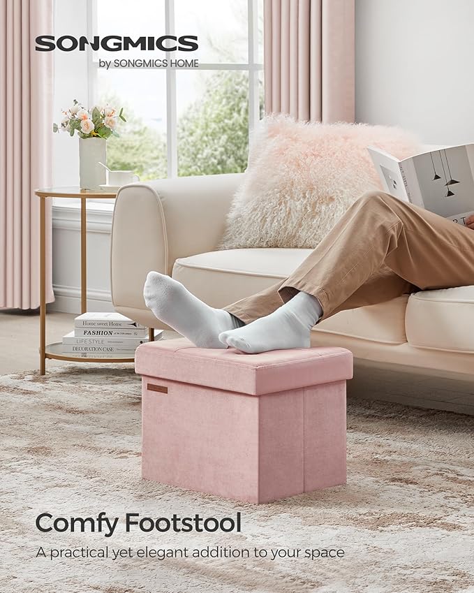 SONGMICS Storage Ottoman, Foldable Small Ottoman Foot Rest, 12.2 x 16.1 Inches - Image 3