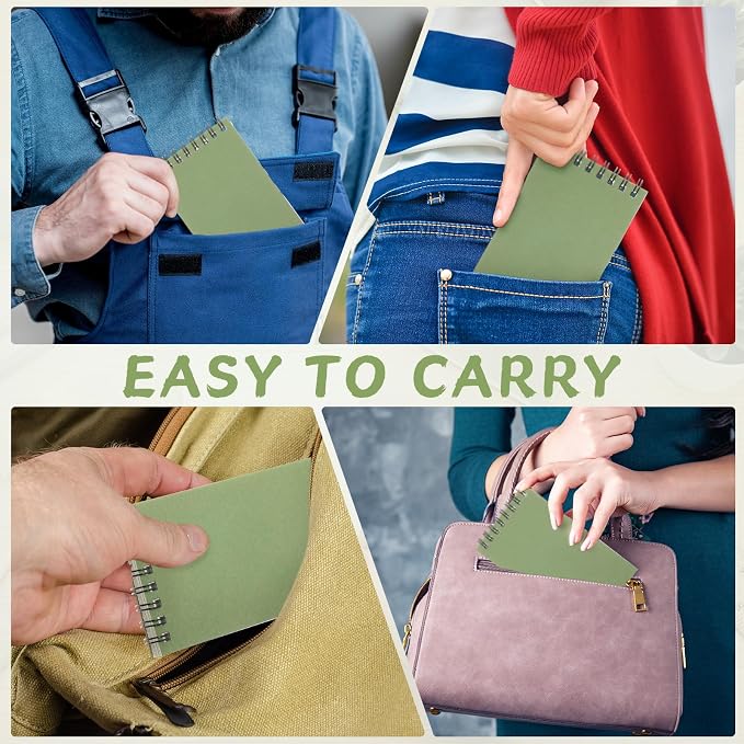 Tenceur 2 Pcs Eucalyptus Green Pocket Notebook Small 3x5 Inch Top Spiral - Image 7