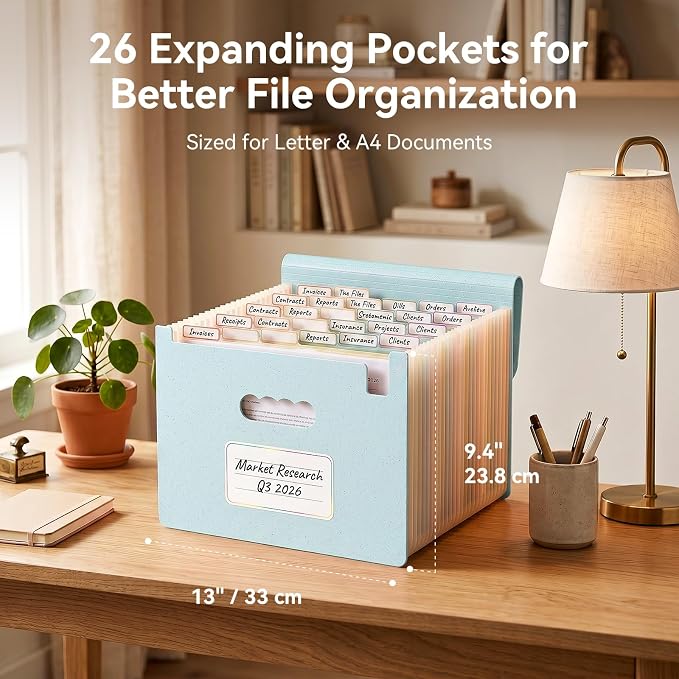 ThinkTex Accordion File Organizer, 26 Pockets Expanding File Folders, Monthly - Image 2