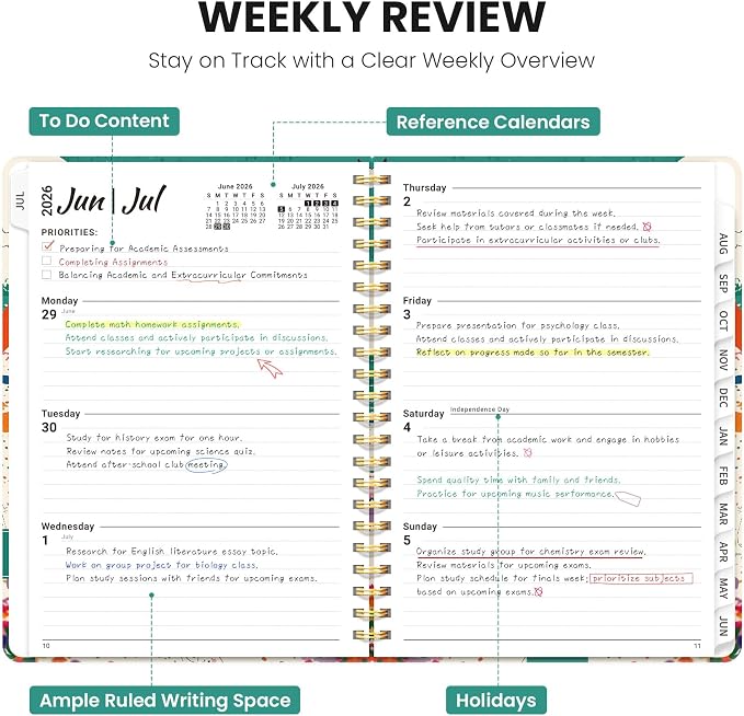 Planner 2026-2027, Hardcover Monthly and Weekly Academic Planner July 2026 - Image 3