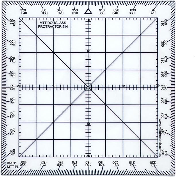 Douglas Protractor Graduated in Degrees for Angle Measurements and map Plotting for Outdoor, Marine or air Navigation, Hiking, Orienteering and Survival-DeskLoop Office