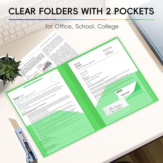 36 Pack Plastic Folders with 2 Pockets, Letter Size, 12 Colors | Polypropylene - Image 6