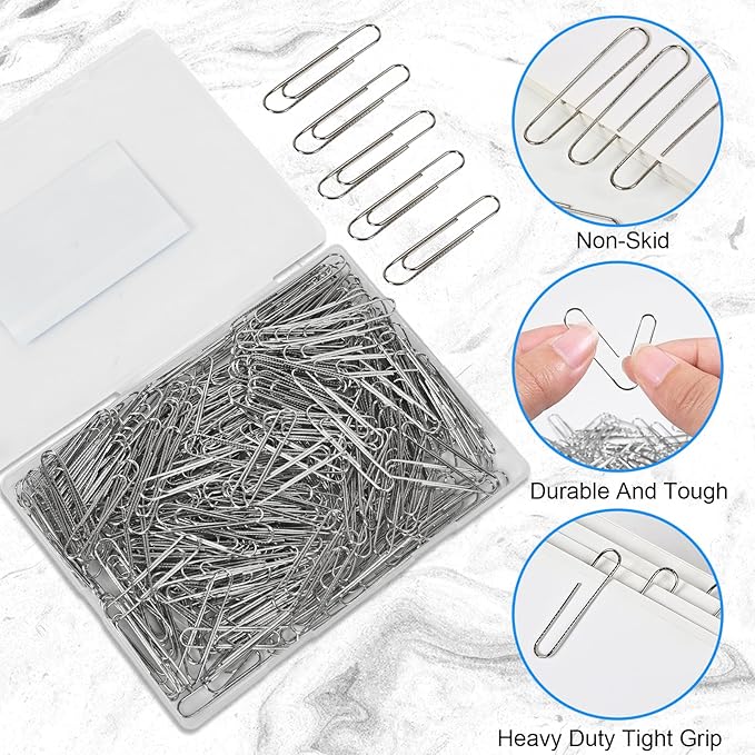 Large Paper Clips Non-Skid, 2 Inch Jumbo PaperClips, 300 Pcs Metal Paper Clips Large,Paperclips Non-Skid Clips for Office&School Supplies.-DeskLoop Office