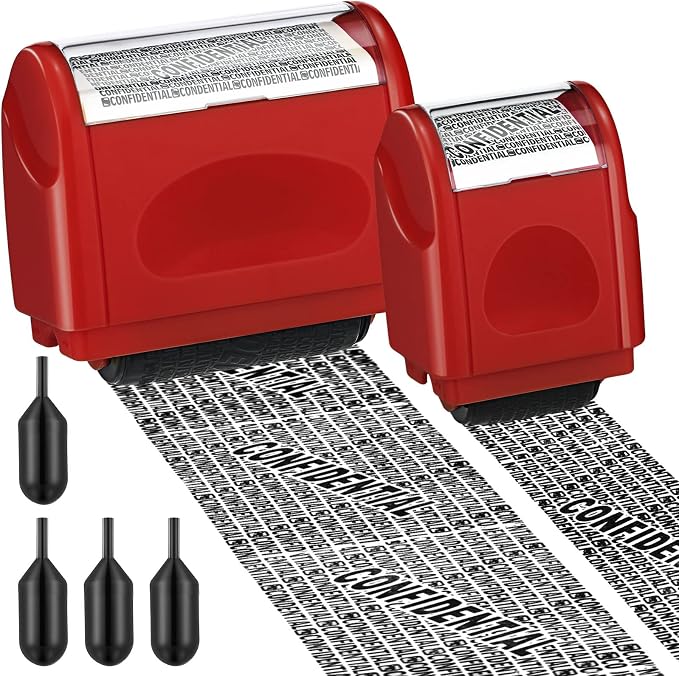 Nezyo 2 Pack Identity Protection Roller Stamp Identity Theft, Confidential by Nezyo