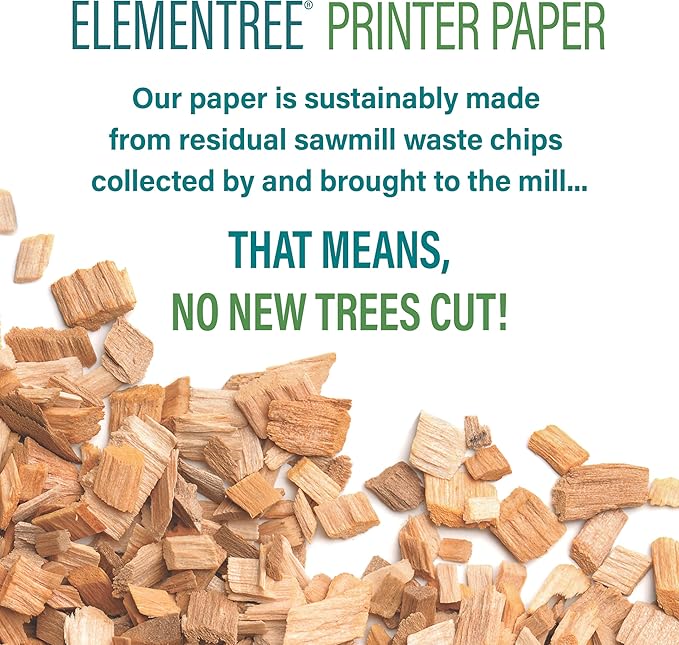 Elementree Sustainable Printer Paper Case 8.5" x 11" – Made from Sawmill Waste – 20 lb Copy & Multipurpose Computer Paper – 2500 Sheets – Made in the USA - Printer & Copier Compatible (00918C)-DeskLoop Office