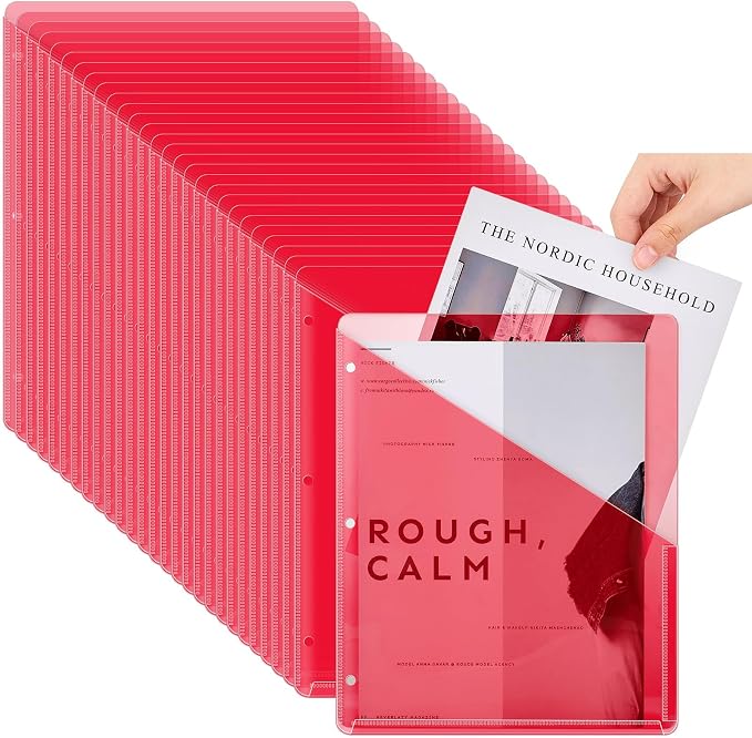 Seajan 100 Pcs Pocket Folders for 3 Ring Binder Clear Plastic Folders Sleeves by Seajan