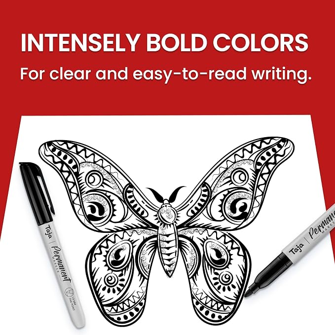 Taja Permanent Markers, Fine Tip, Quick-Drying and Fade-Resistant Bulk Marker - Image 3
