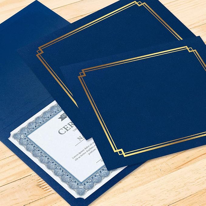 Classic Blue & Gold Certificate Folders - Image 7