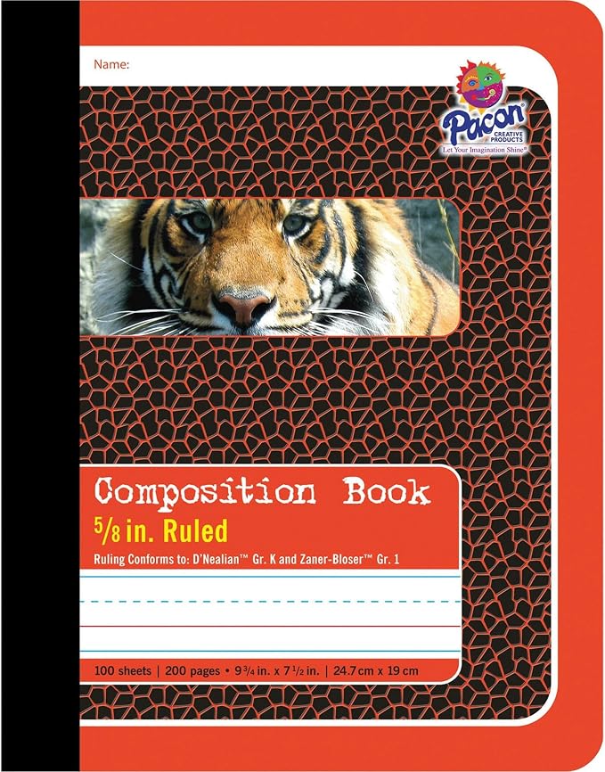 Pacon 2427 Composition Book, 5/8 Ruling, 9 3/4 x 7 1/2, 100 Sheets by Pacon