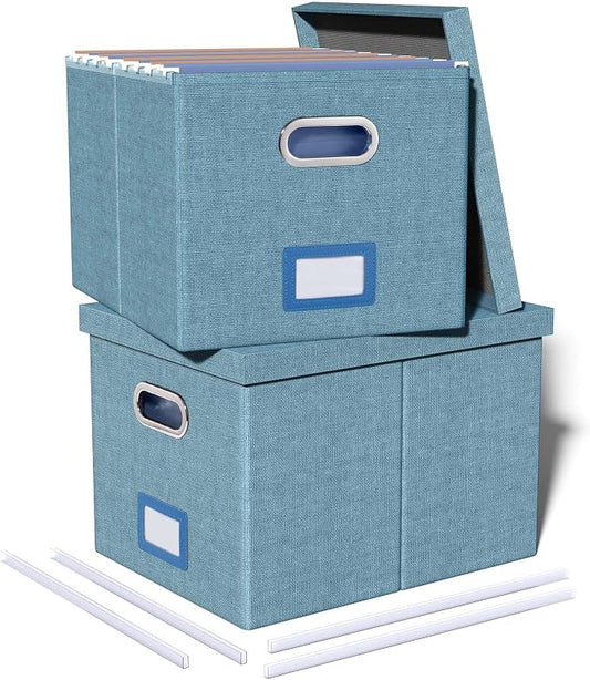 2 Pack File Storage Organizer, Filing Box, Portable File Box by Oterri