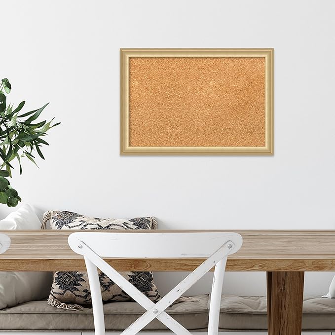 Amanti Art Natural Cork Board for Wall, 14x20 Vision Board with Gold Frame, Small Corkboard Office Decor for Home Organization, Casual Corkboard Pinboard to Display Items for Home Organization in-DeskLoop Office