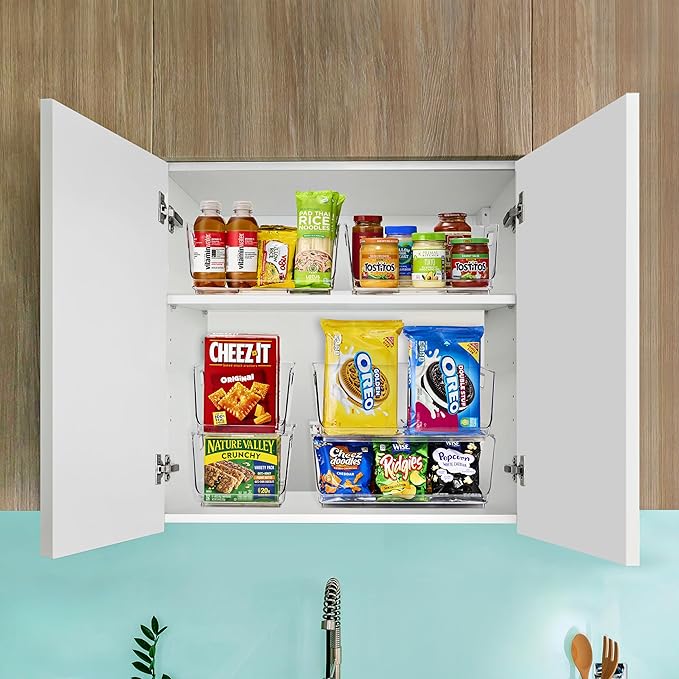 Sorbus Stackable Storage Bins Open Front - Pantry Bins for Storage and Organization - Acrylic Stackable Bins for Kitchen - Clear Pantry Organizer Bin (Large 4 Pack)-DeskLoop Office