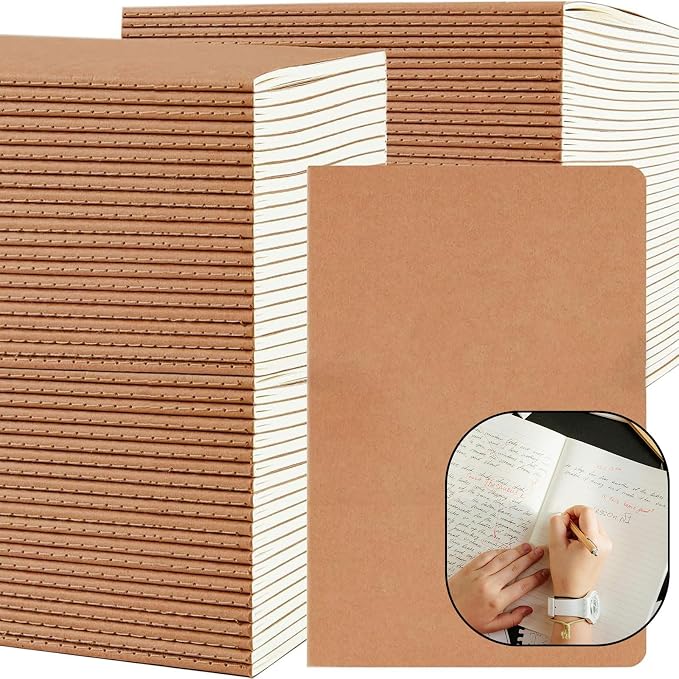 100 Pack A5 Lined Kraft Notebook Journals 8.3x5.5 In，Travel Journals Notebooks by PetPartisan