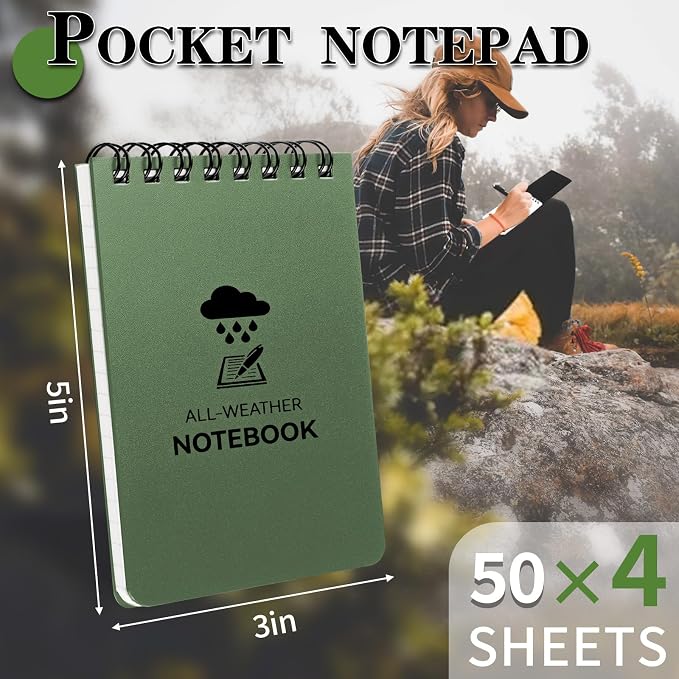 COIDEA Waterproof Notebook, 4 Pack Top-Spiral Pocket Notepad, Police Pocket - Image 3