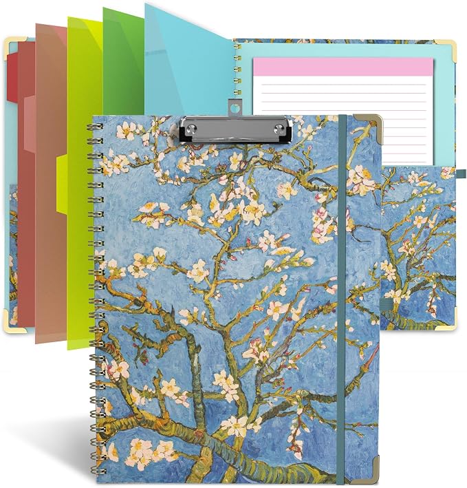 Foldable Clipboard Folio with Storage, 5 Plastic Folders with 10 Pockets by gimicooky