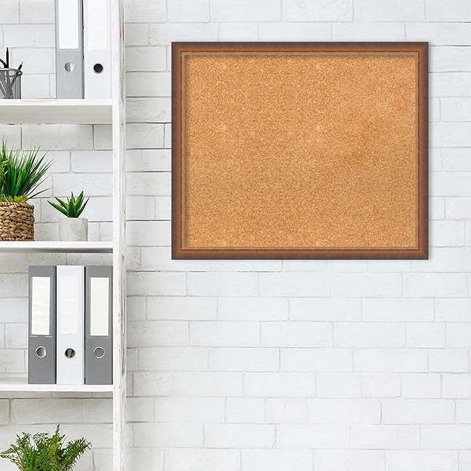 Amanti Art Natural Cork Board for Wall, 22x26 Vision Board with Bronze Frame, Medium Corkboard Office Decor for Home Organization, Modern Corkboard Pinboard to Display Items for Home Organization in-DeskLoop Office